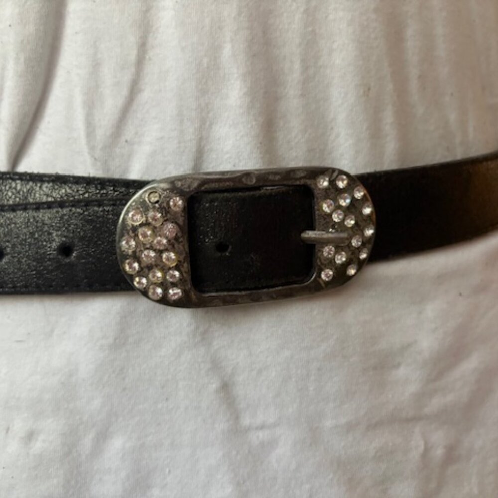 Vintage black leather embellished belt.